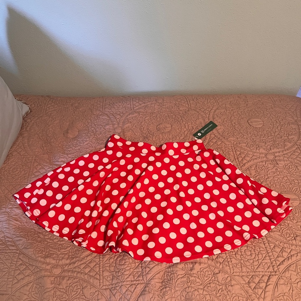 Red and White Minnie Mouse Polka Dot Skirt